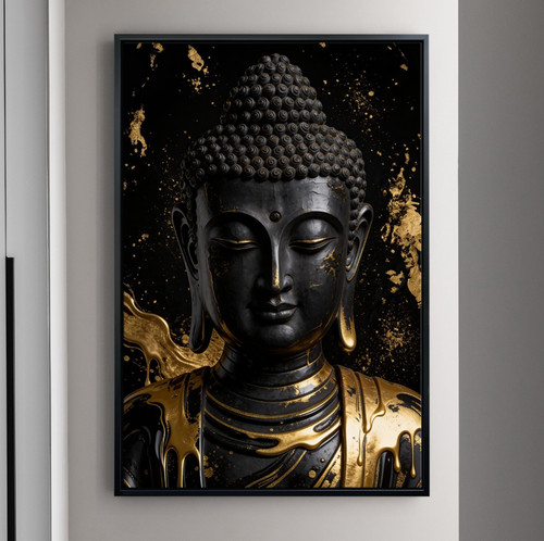 Wandbild buddha schwarz - buddha,
