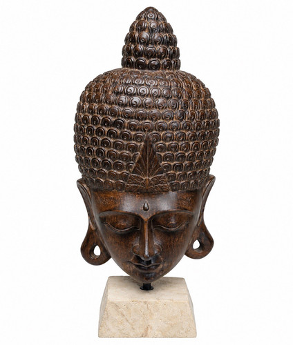 Tischlampe buddha kopf holz - buddha-kopf,